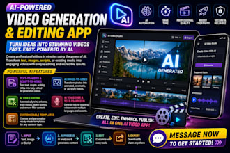 code ai video generator app like cap cut, airele, runway, ai video editor app