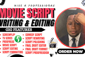 do movie script writing, screenplay scriptwriting tv series feature film script