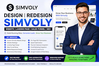 design simvoly website redesign simvoly website  landing page sales funnel seo