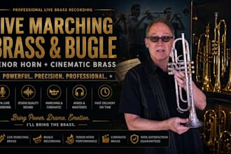record live marching brass, bugle, tenor horn, and cinematic brass for your song