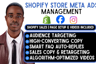 setup and manage facebook ads and shopify marketing for ecom sales
