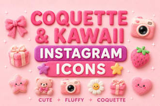 design cute kawaii instagram highlight icons