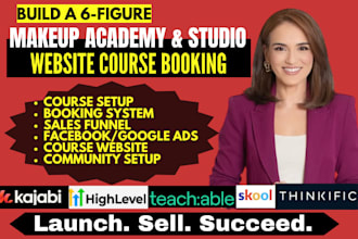 setup makeup academy online course website kajabi thinkific ghl skool wix funnel
