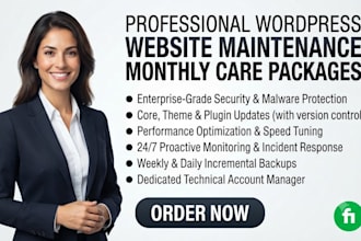 provide  monthly maintenance and updates of wordpress website