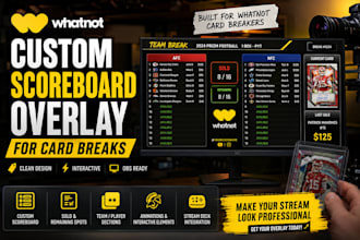 create a custom whatnot scoreboard overlay for card breaks