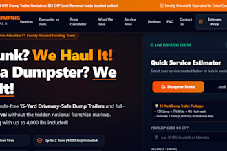 design junk removal website dumpster rental hauling website handyman website