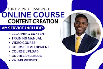 create online course content creation, coursework, elearning, course development