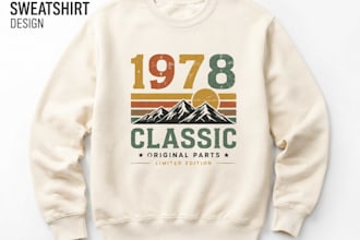create a vintage retro sweatshirt design for your brand