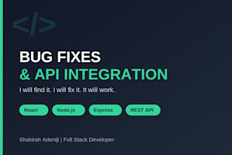 fix bugs and integrate apis in your web application
