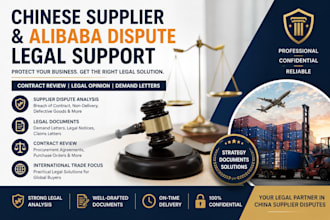 draft and file legal notices and lawsuits against chinese suppliers