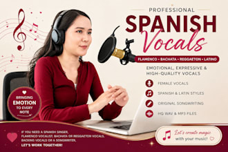 be spanish singer, flamenco,backing vocal, bachata, reggeaton, latino songwriter