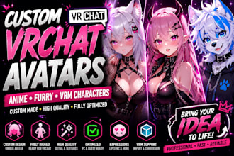 create custom vrchat anime, furry and vrm avatars
