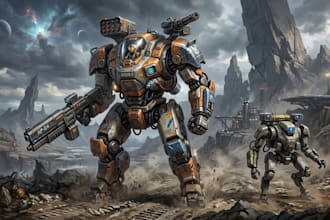 design sci fi mecha and robot concept art