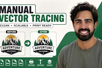 manual vector, trace logo redraw to ai eps svg print, ready artwork for print