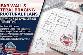 create shear wall layout and lateral wind seismic bracing structural plans