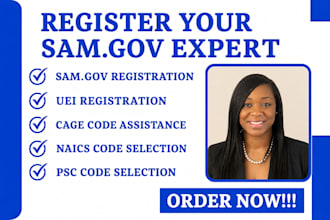 register your sam gov, uei, cage code, naics and psc codes