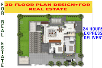 draw 2d colored floor plan for real estate in 24 hrs
