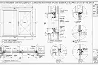 draft shop drawings for window, door, furniture, millwork and casework