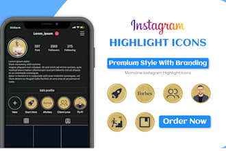 create clean monoline instagram highlight icons
