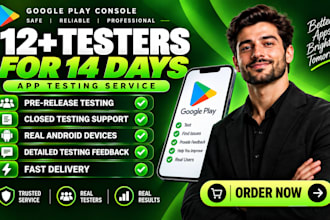 provide 12 tester google play console closed testing in 14 days testers