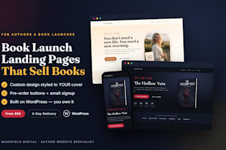 create a book launch landing page for authors