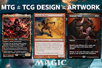 design custom card game, playing card, trading card, tcg card and mtg card tarot