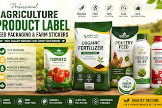 design agriculture product labels, seed packaging and farm stickers