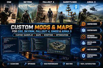 create custom mods and maps for cs2, skyrim, fallout 4, gmod, and arma 3