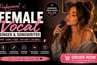 record female vocals for UK drill, afrobeat, pop, melodic rap female songwriting