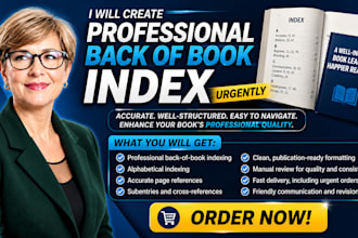 create professional back of book index urgently