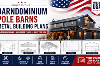 draw barndominium plans, pole barns and metal building plans