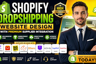 design shopify dropshipping store via zendrop aliexpress bigguy cj dropshipping