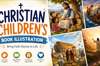 illustrate christian children story book, children story book illustration