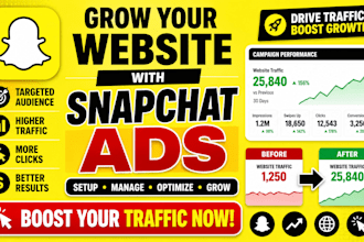 setup snapchat ads campaign marketing promotion manage for your website