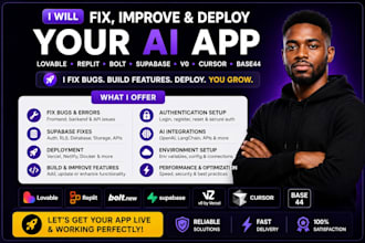 fix deploy lovable replit bolt lovable supabase rocket new v0 cursor ai base44