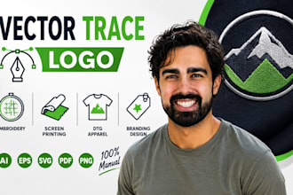 vector trace logo for embroidery screen printing, dtg apparel branding design