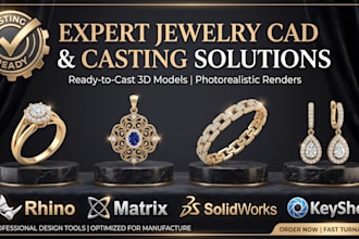 design custom engagement ring cad in rhino, casting ready