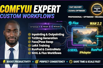 custom comfyui workflows for flux, sdxl, lora training, ai influencer, ai image