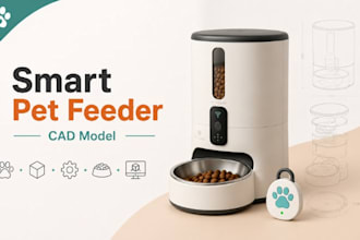 create automatic pet feeder, smart pet accessory, prototype cad model