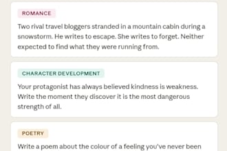 write custom creative writing prompts for fantasy, romance, and stories