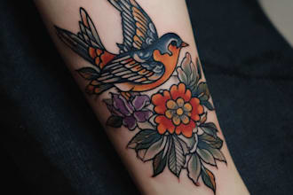 create a traditional or neo traditional tattoo design