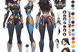 create character designs and turnaround sheet