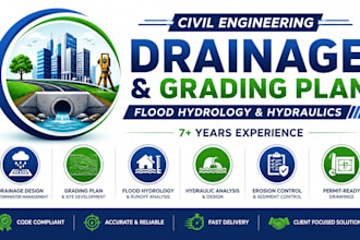 do civil engineering drainage, grading plan drawing, flood hydrology, hydraulics