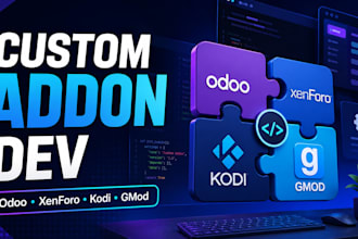 develop custom addon, plugin, module for odoo, xenforo, kodi and gmod