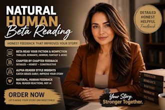 beta read your fiction nonfiction thriller romance horror fantasy for feedback