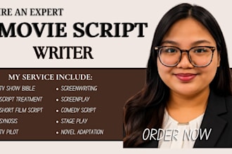 write screenplay, movie script, TV show bible, treatment, logline and synopsis