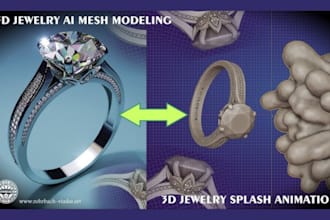 convert jewelry sketch to cad model for rings with realistic render animation