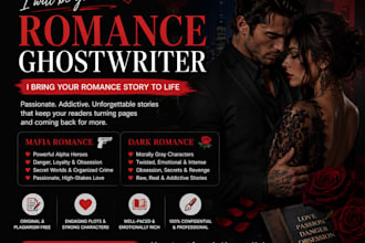 romance fiction ghostwriter, dark romance, contemporary romance, for short story