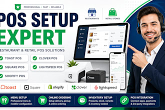 setup toast pos, square pos, shopify pos clover pos system