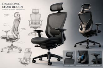create an innovative ergonomic chair design with 3d modeling